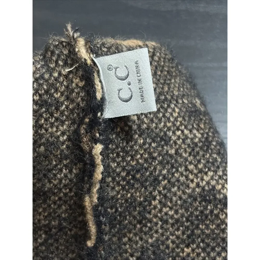 C.C Leopard Pom Beanie, Women C.C Hats, Winter Hats, Warm Beanies, Holiday Gift